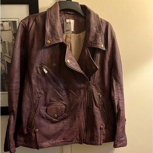 FREE PEOPLE “WE THE FREE” JEALOUSY MOTO JACKET IN WINE/BORDEAUX, Size Small